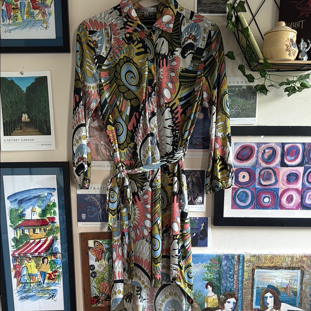 Good Times USA Retro Mod Belted Tunic Shirt Dress M Medium - Picture 6 of 6